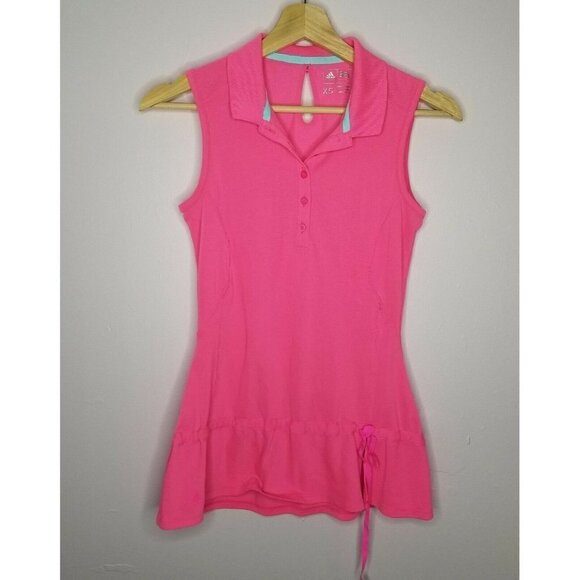 Adidas Collared Pink Sleeveless Workout Tank Peplum Hem Size XS - Picture 1 of 12